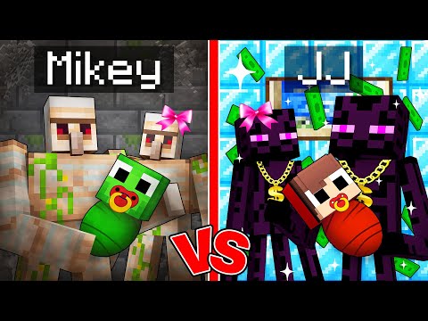 Mikey POOR vs JJ RICH Mob Family in Minecraft (Maizen)