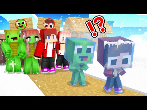 Baby JJ and Mikey were Kicked Out of the Village in the Winter by their Family in Minecraft - Maizen