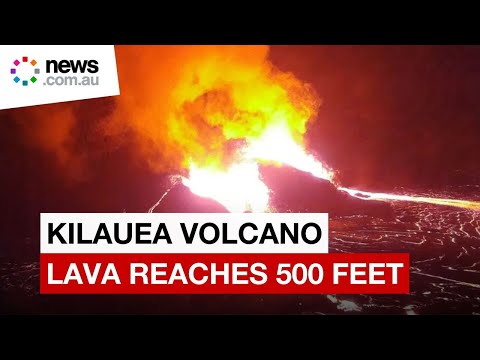 Volcano on Hawaiian island erupts with 500 feet lava fountains