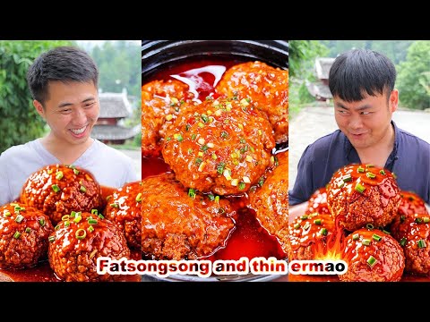 Even the spicy beef rolls couldn't make Ermao feel spicy🔥  | songsong and ermao | mukbang