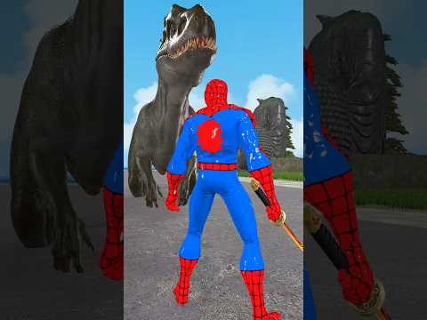 Spider man sword vs Dinosaur T-rex #spiderman #dinosaur #dinosaurs