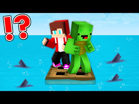 JJ And Mikey Survive On RAFT - TRAPDOOR In Minecraft - Maizen