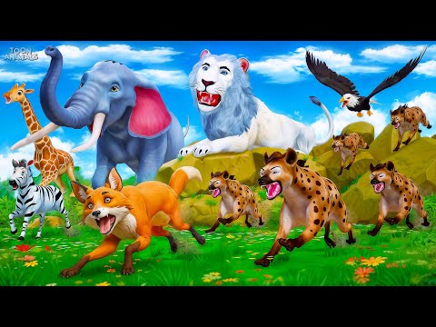 Epic Jungle Rescue! Zebra Escapes Evil White Lion King with Help from Jungle Animals 🦁🦓🐘🔥