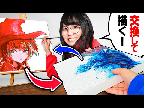 Japanese couple exchange canvases every 10 minutes and paint...