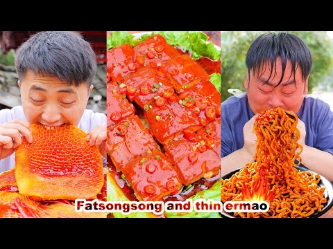 mukbang | How many types of food did Songsong Ermao eat❓ Let's count together！