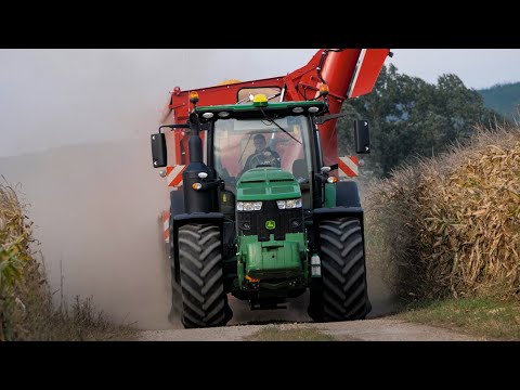 CORN HARVEST IN AGROSERVIS VIŠNOVÉ | 3x JOHN DEERE COMBINE | JOHN DEERE 8345R