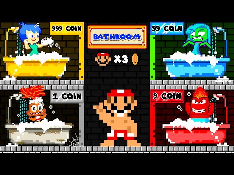 Mario and Inside Out Characters in the Bathroom Maze | Game Animation