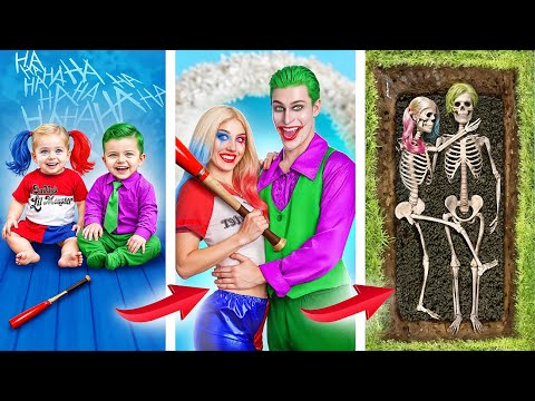 Birth to Death of Harley Quinn and Joker! Superheroes In Real Life