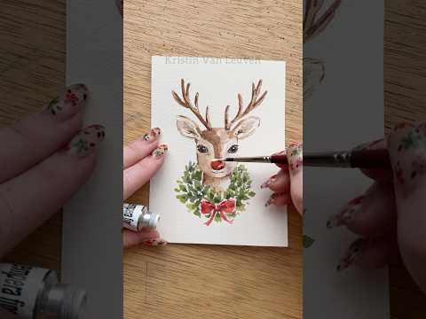 Watercolor rudolf for day 9 of watercolor holiday car making