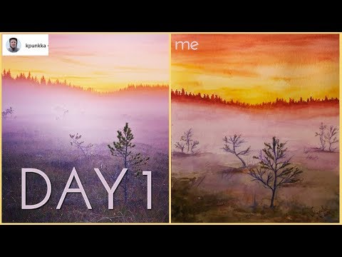 Watercolor Painting: Meadow at Sunset | Speedpainting - INSTA APRIL | Day 1