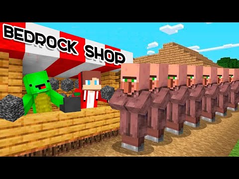 JJ And Mikey OPENED a BEDROCK SHOP In Minecraft - Maizen