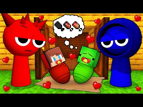 JJ and Mikey were ADOPTED by SPRUNKI in Minecraft - Maizen