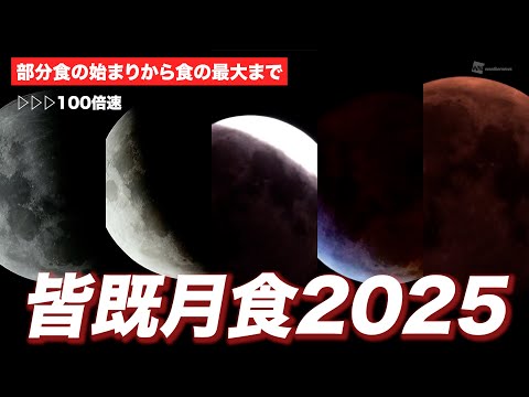 【皆既月食2025】部分食の始まりから食の最大まで（100倍速）／2025.3.14