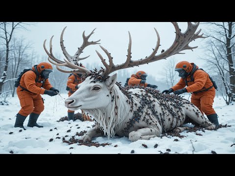 😭A reindeer was injured by barnacles and parasites,🙏🏻A rescue team successfully rescued the reindeer