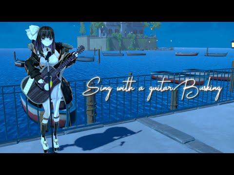 【Sing with a guitar】Busking in a city with a sea view⚓海の見える街で弾き語り路上ライブ【Ririsya / VTuber】