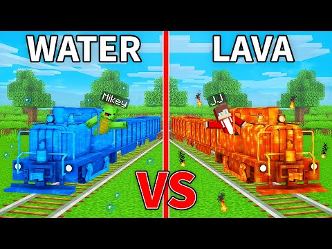 JJ's LAVA Train vs Mikey's WATER Train ELEMENTAL Build Battle in Minecraft - Maizen