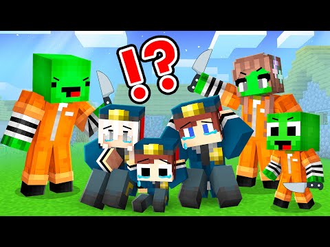 CRIMINAL Mikey Family Attacked POLICE JJ Family in Minecraft - Maizen