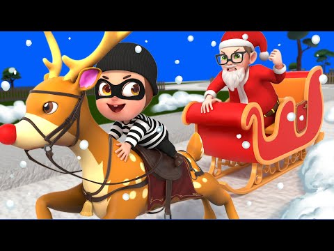 Santa's Sleigh Lost Reindeer | Car Repair Song + Police Song | Rosoo Nursery Rhymes & Kids Songs