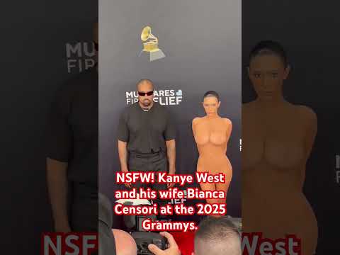 NSFW! Kanye West and his wife Bianca Censori at the 2025 Grammys. #grammys #kanyewest