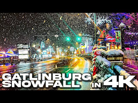 ACTIVE SNOWFALL IN GATLINBURG, TN |Beautiful Snowfall Blankets The Smokies| (RE-UPLOAD IN 4K)