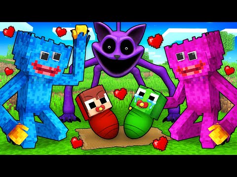 JJ and Mikey were ADOPTED by POPPY PLAYTIME FAMILY in Minecraft - Maizen