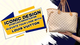 LOUIS VUITTON Neverfull MM Damier Azur Shoulder Bag Review | Dallas Designer Handbags