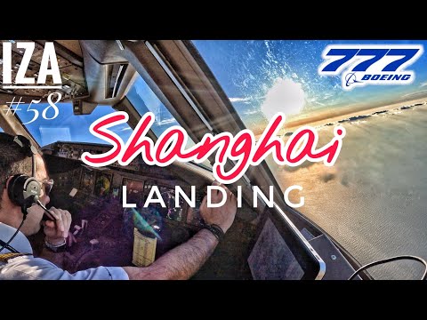 B777 PVG 🇨🇳 Shanghai Pudong | LANDING 34R | 4K Cockpit View | ATC & Crew Communications