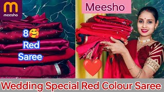 Meesho Wedding Special Saree 🫶🏻 meesho red saree haul 🥰 meesho affordable price saree haul..