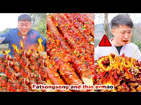 Songsong made a spicy chicken leg🔥and Ermao enjoyed it very much |mukbang |Songsong and ermao