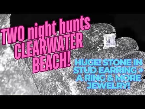 2 CLEARWATER BEACH night hunts: RING + HUGE stone Solitaire Earring! Coins, toys & MORE! #ring