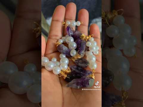 Make Pearly Amethyst Earrings With Me!🪻✨| Jewelry Collection| Destiny Ari’e #crystals #jewelry