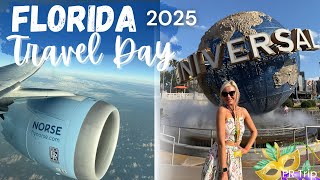 Florida Travel Day 2025 | Norse London to Orlando | Universal Orlando Resort Mardi Gras | PR TRIP