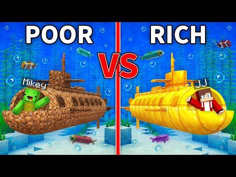 JJ's RICH Submarine vs Mikey's POOR Submarine Build Battle in Minecraft - Maizen