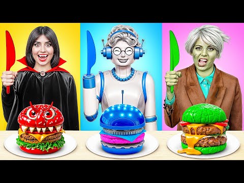 Robot Grandma vs Vampire vs Zombie Cooking Challenge by Multi DO