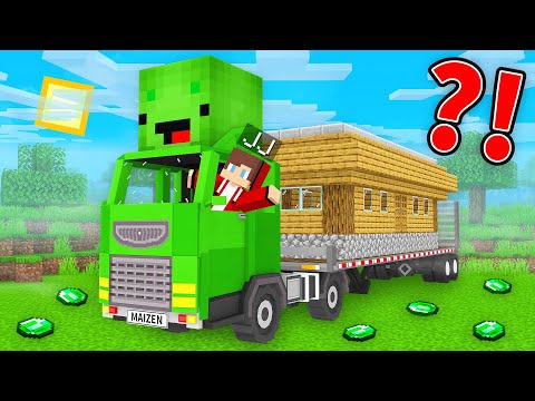 JJ and Mikey Shapeshift to TRUCK Car in Minecraft - Maizen