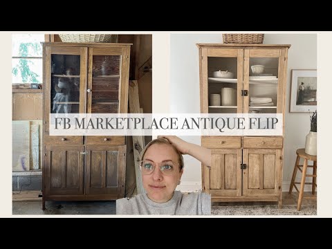 REFINISHING AN ANTIQUE FACEBOOK MARKETPLACE CABINET - DIY Vintage wardrobe Transformation Flip