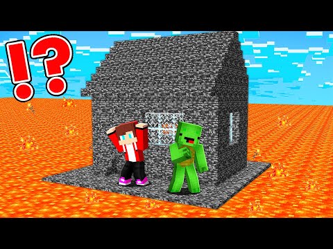 JJ And Mikey Build BEDROCK HOUSE In LAVA SEA In Minecraft - Maizen