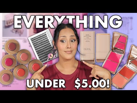 FULL FACE OF $5 & UNDER MAKEUP - AFFORDABLE TEMU MAKEUP TUTORIAL