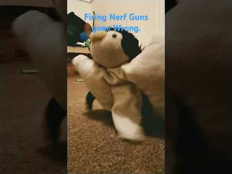 Firing Nerf Guns gone wrong. #penguin #plush #funny #fnaf #plushies