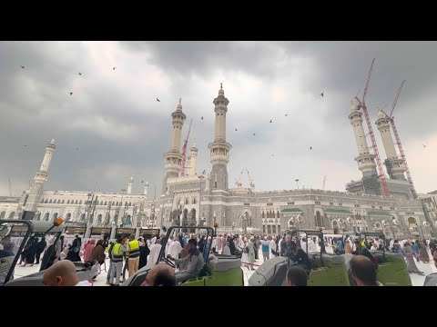 مكة مباشر سحاب وغيوم وأجواء روحانية في ساحة الحرم المكي الشريف ⛈️ 🕋