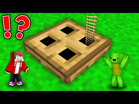 JJ and Mikey Build SECRET TINY TRAPDOOR in Minecraft Maizen!