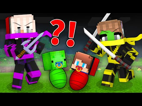 Baby Mikey and JJ Adopted By NINJA WIFES in Minecraft (Maizen)