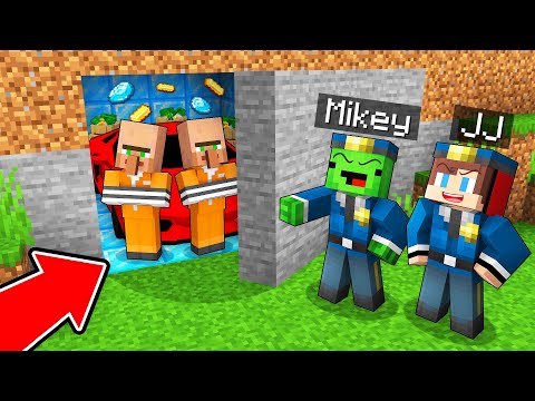 Police Mikey and JJ Found Robber Villagers SECRET BASE in Minecraft (Maizen)