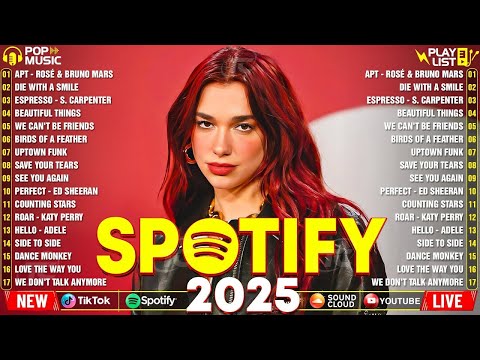 Billboard Pop Songs 2025 Playlist ✨Ed Sheeran, The Weeknd, Bruno Mars, Rihanna, Sia, Adele, Dua Lipa