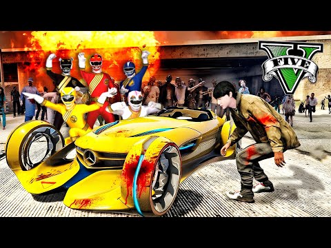 Zombie တွေဖွက်ထားတဲ့ Power Ranger Cars တွေကိုရှာဖွေခဲ့တယ် | Power Ranger Cars in GTAV |SMART On Live