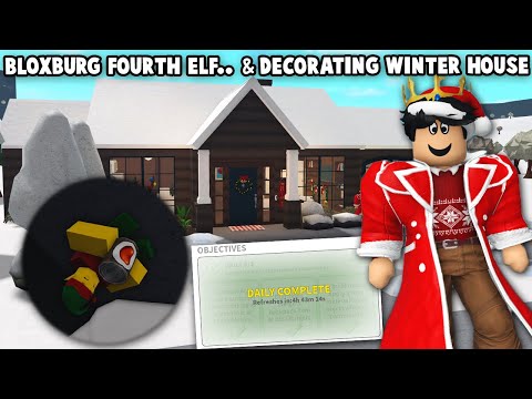 THE FOURTH NEW BLOXBURG ELF... and DECORATING MY WINTER HARD MODE house