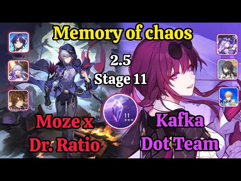 E2 Moze x Dr. Ratio & E0S0 Kafka Dot Team Memory of chaos stage 11 clear / Honkai star rail