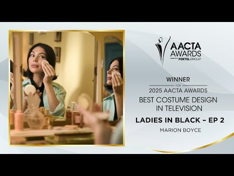 Chris Alosio & Sharon Zeeman present Ladies in Black the AACTA Award fir Best Costume Design in TV