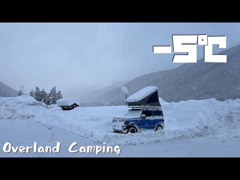 Hevey snow car camping in rooftop tent on Jimny [with subtitles]