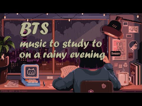 a calm B T S kpop playlist to study to on a rainy evening // study, relax, sleep playlist